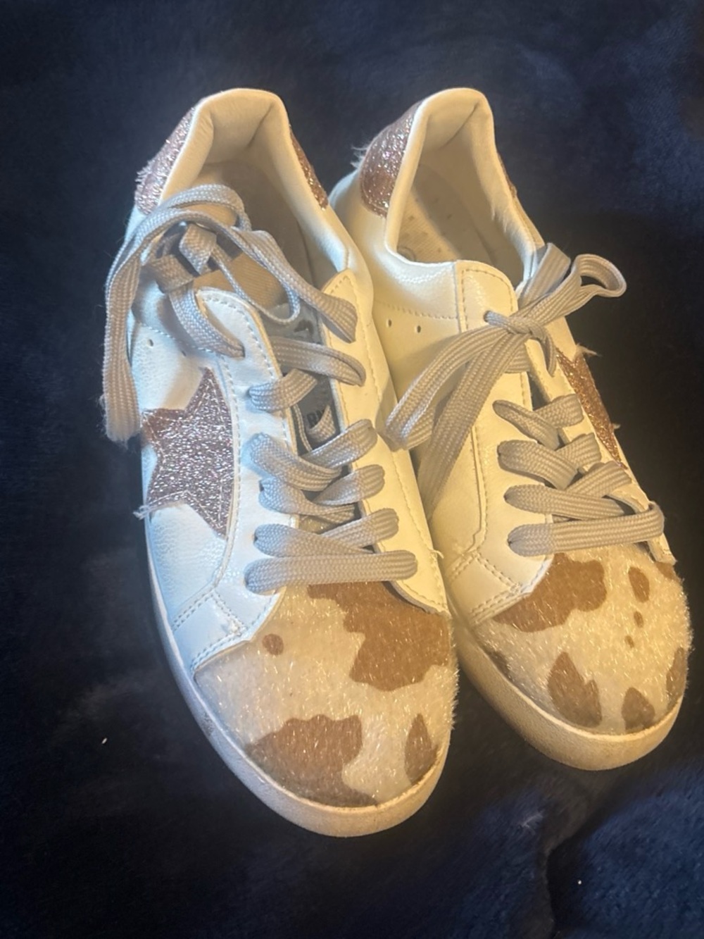 Simply southern White Sneakers with Tan Cowhide Accent and Glitter Star 6